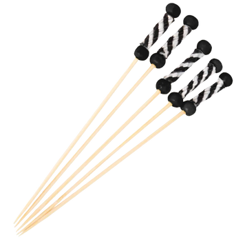Шпажки коктейльні дерев'яні чорне плетіння 12 см, 100 шт ws041 фото